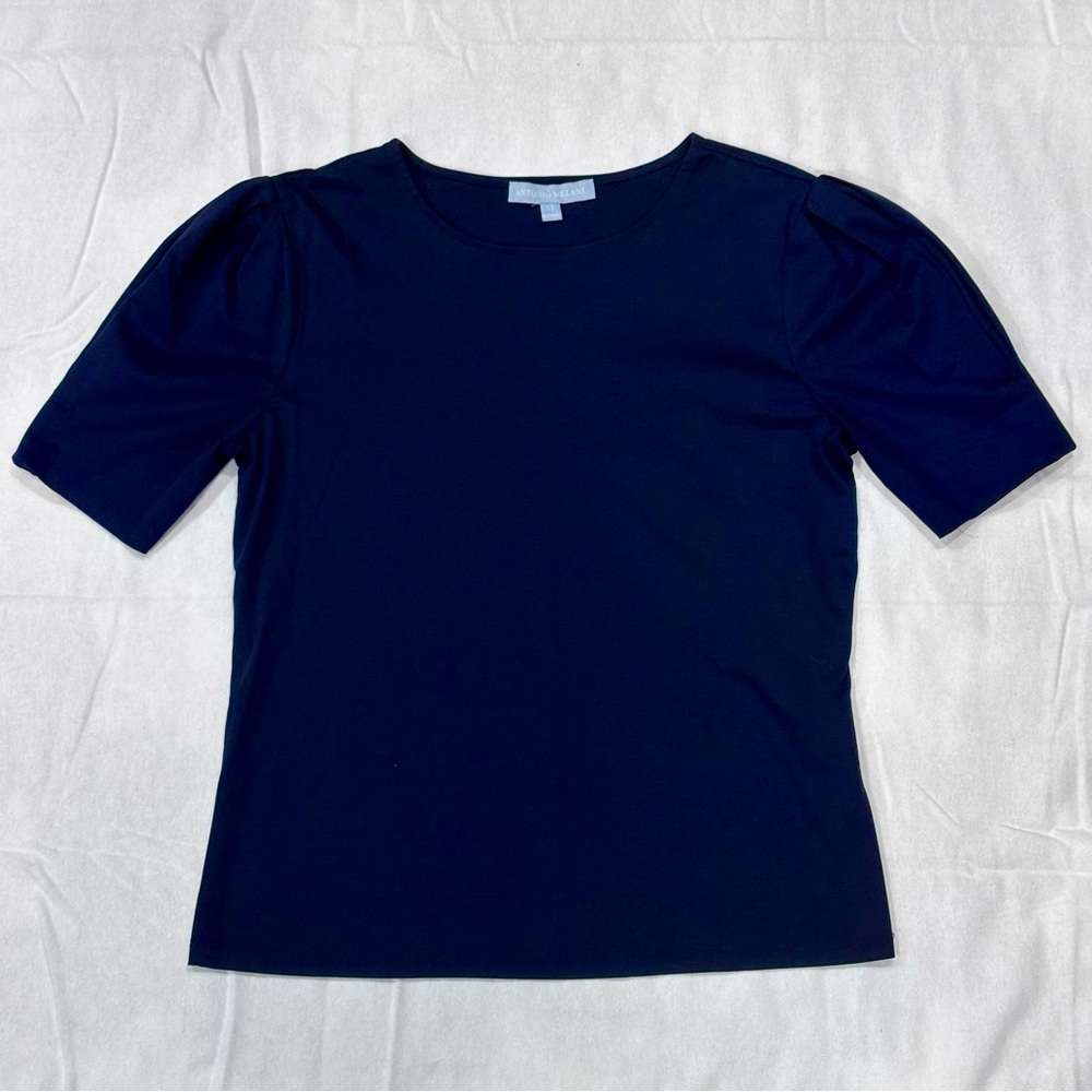 Antonio Melani Women's Short Sleeve Top Shirt Blouse Size XS Navy Cotton